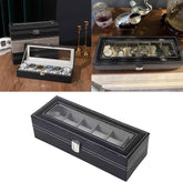 6 Slots Leather Box Watch Holder